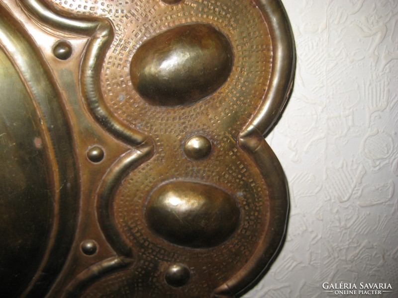 Copper wall brackets, 2 pieces, patinated, old beautiful, goldsmith work, 31 x 50 cm