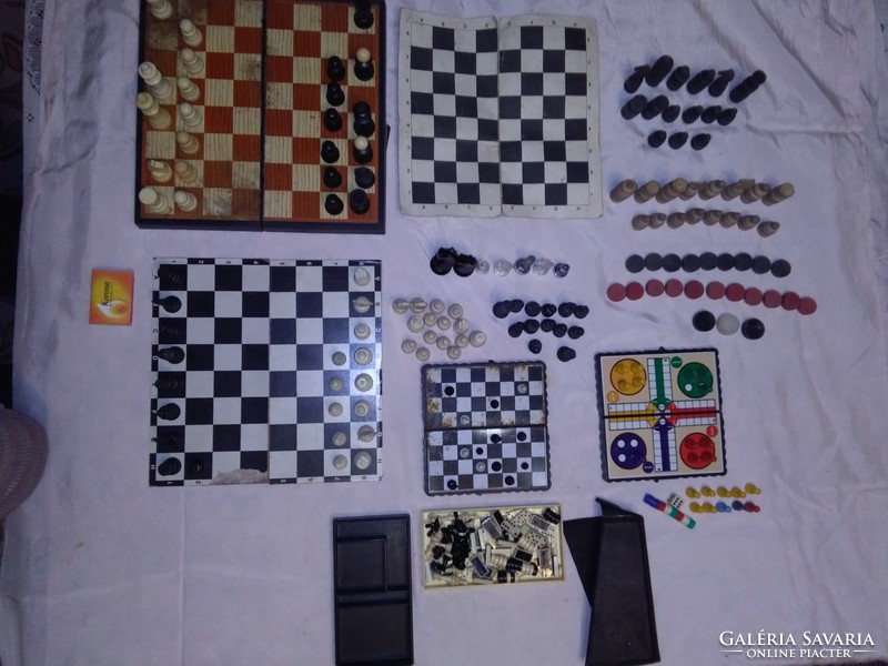 Retro chess boards, puppets, mill, travel chess, dominoes, board game - together