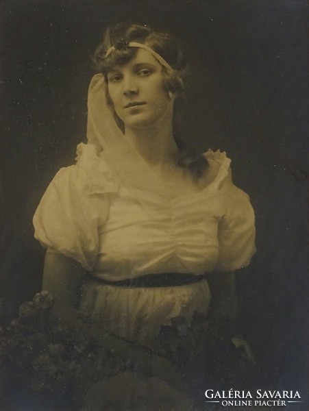 1H790 antique framed female portrait photography 37 x 29 cm 1924 smoke miller ilona