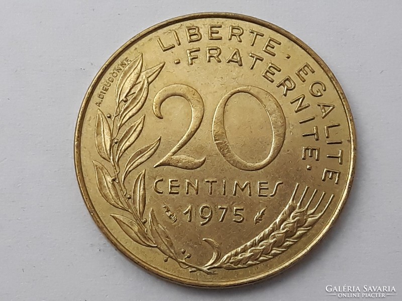 Franciaország 20 Centimes 1975 érme - Francia 20 centimes 1975 külföldi pénzérme