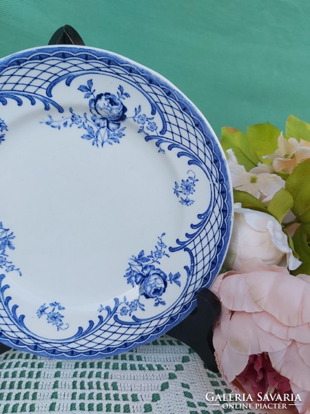 Beautiful flawless blue floral flower faience bohus beach cake plate with beautiful pattern