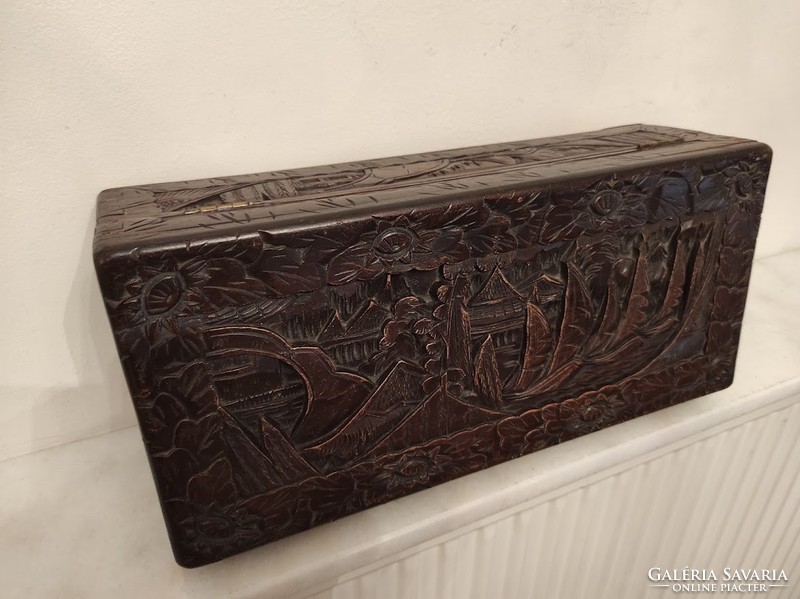 Antique Chinese Large Carved Wooden Box Asia 920 4939