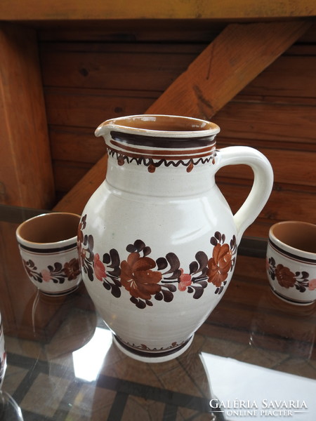 Stoob l.M.Ceramic jug with cups / vintage stoob lm austria pottery