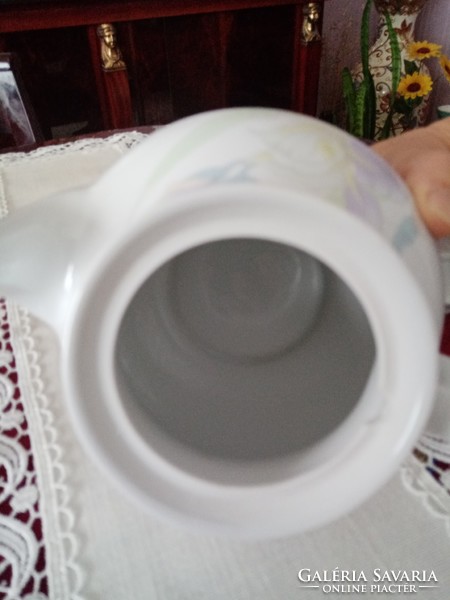 Régi ritka  szecessziós virág / írisz mintás  hollóházi  porcelán teás / kávés  kanna / kiöntő