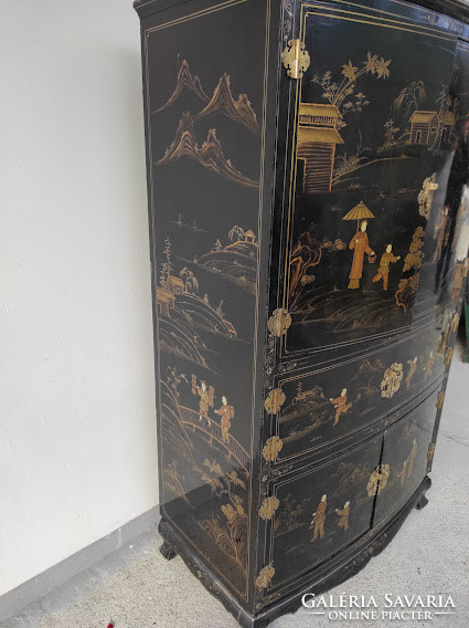 Antik kínai arany festéses fekete lakk szekrény 5101