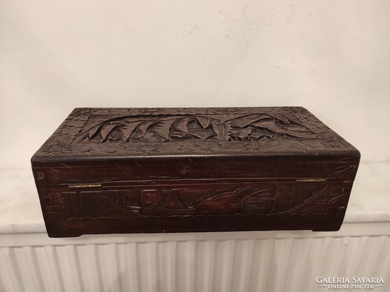 Antique Chinese Large Carved Wooden Box Asia 920 4939