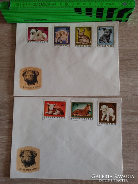 Puppy pet dog kitten lamb hare pig envelope stamp first day fdc