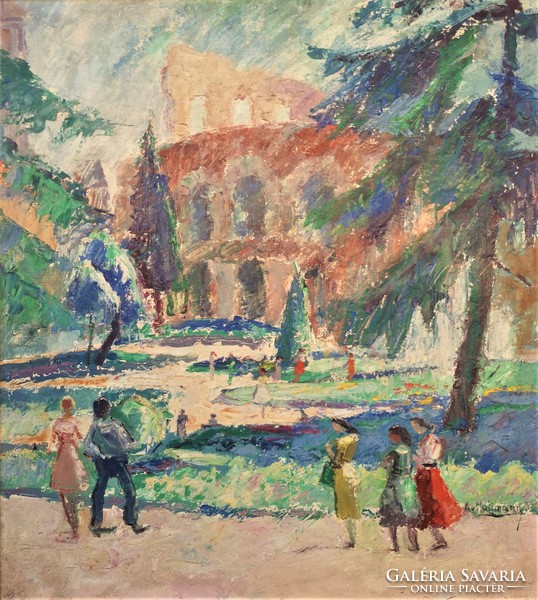 Karl Hoffmann (Wien1893-Wien1972) Arena Italien 1951 c. festménye Eredeti Garanciával !