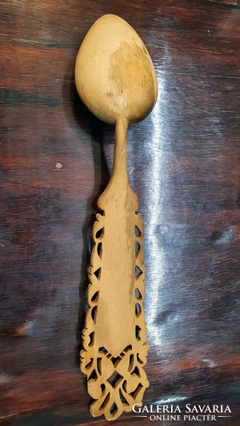 Carved old Greek memorial spoon. 25 Cm. Long.