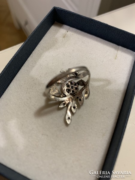 Silver ring 925 sterling silver floral ring vintage