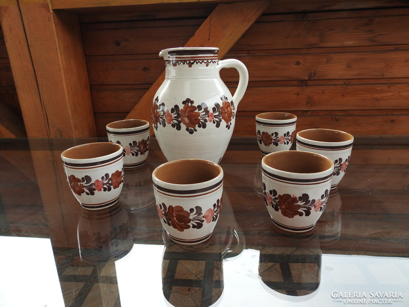 Stoob l.M.Ceramic jug with cups / vintage stoob lm austria pottery