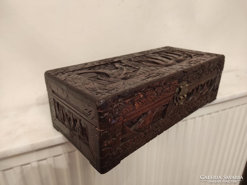Antique Chinese Large Carved Wooden Box Asia 920 4939