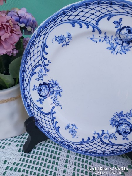 Gyönyörű hibátlan kék virágos virág fajansz ﻿Bohus Rörstrand süteményes tányér  Gyönyörű mintával