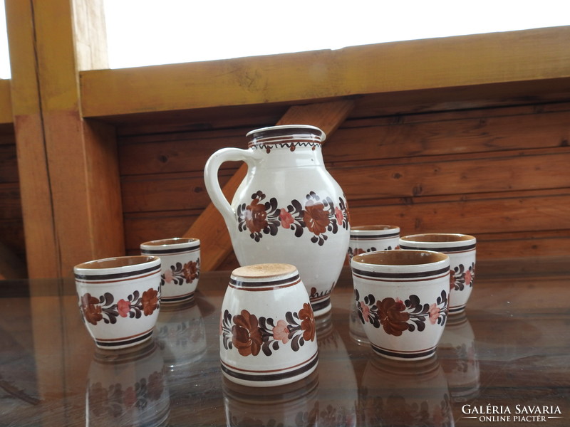 Stoob l.M.Ceramic jug with cups / vintage stoob lm austria pottery