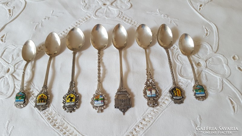 8 pcs.Silverized decorative spoon, souvenir spoon
