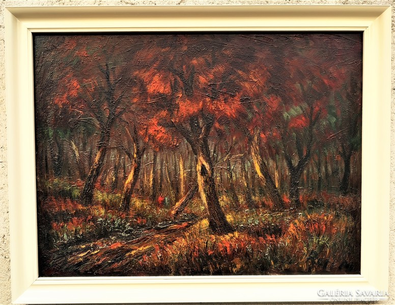 Mátyás Meadow (1922 - 2002) in the forest c painting 90x70cm with original guarantee!