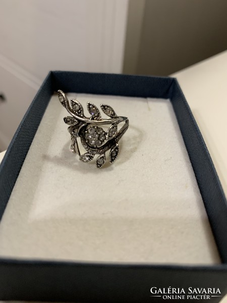 Silver ring 925 sterling silver floral ring vintage
