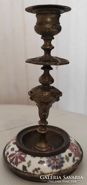 Antik gyertyatartó, Zsolnay, Fischer,  1800-as évek