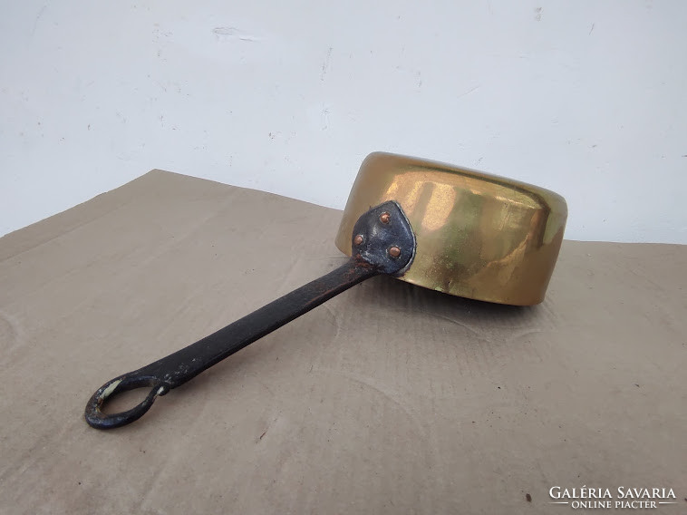Antique kitchen utensil dish with brass iron handle 4920