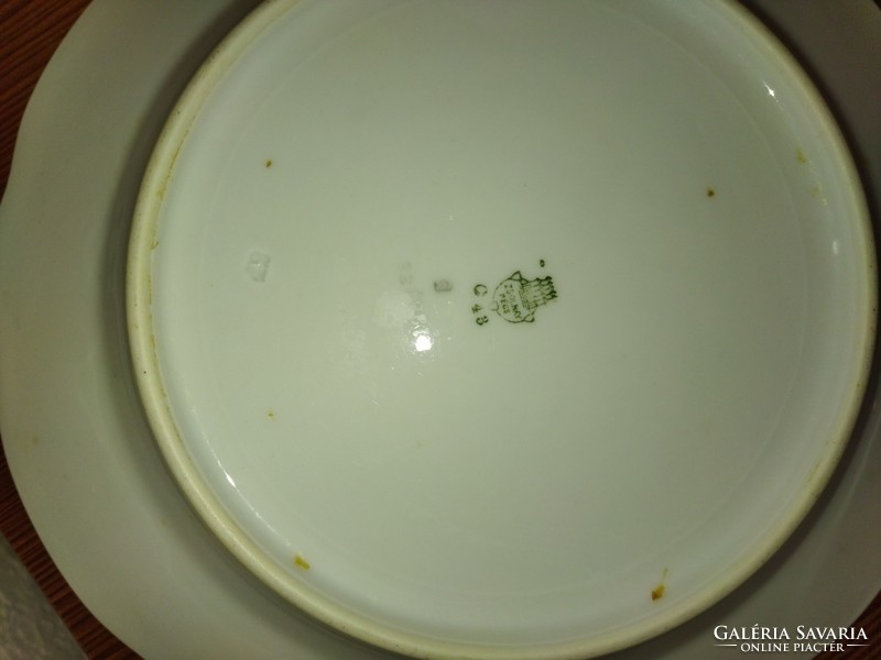 Zsolnay porcelán lapos tányér kék csíkos 23cm