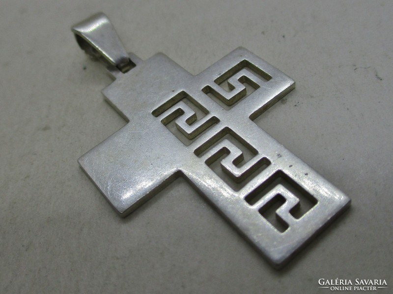 Special Greek pattern silver cross pendant