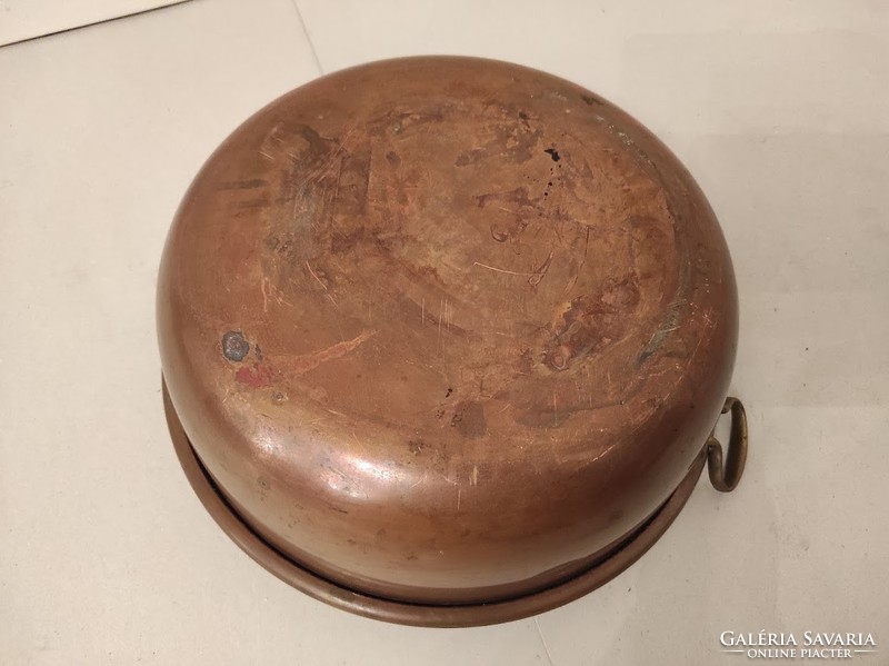 Antique Kitchen Utensil Large Heavy Copper Cauldron with Foam Brass Handle 827 4925