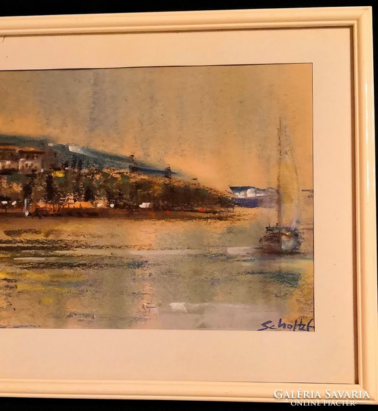 FK/171 - Scholtz Endre festőművész – Hajó öbölben című festménye