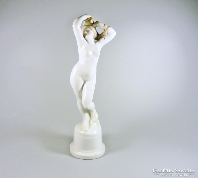 Herend signed female nude figure, painter: noble George, 25 cm., Flawless! (B084)