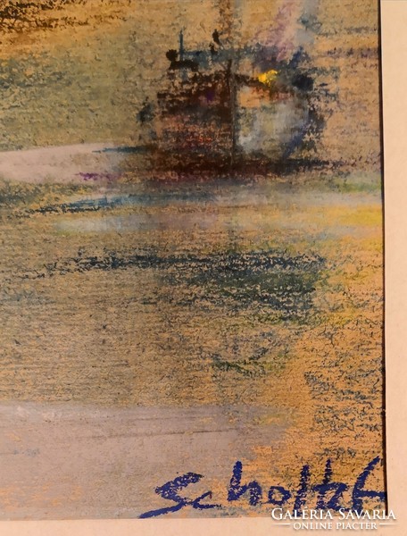 FK/171 - Scholtz Endre festőművész – Hajó öbölben című festménye