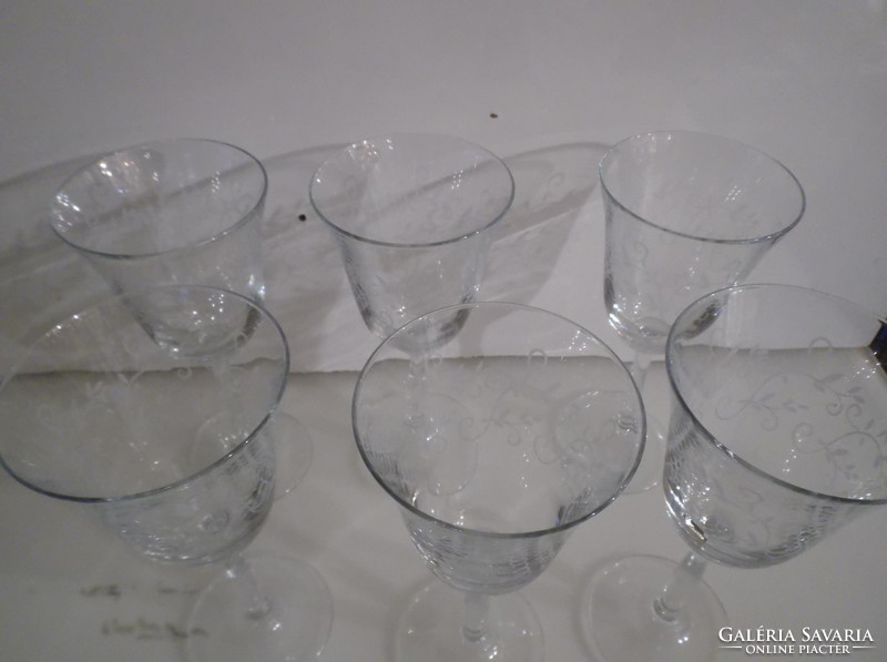 Set of glasses - 6 pcs - 20 x 9 cm - 2.5 dl - acid etched - old - Austrian - perfect