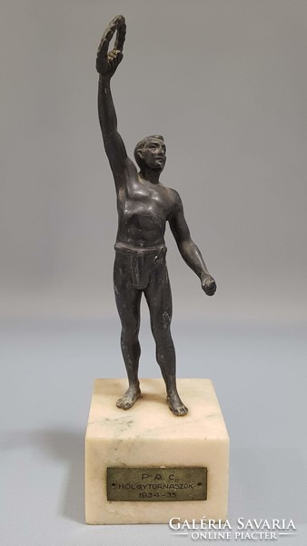 Régi fém szobor, díj " P.A.C. Hölgytornászok 1934-35.
