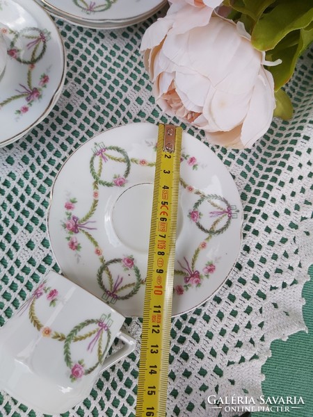 Antique Art Nouveau porcelain porcelain cup set coffee pot juno ges. Geschützt austria rose garland