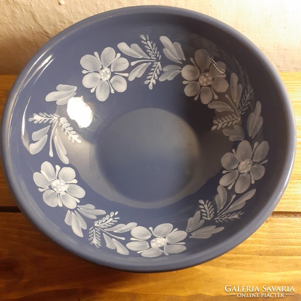 Blue and white Hungarian glazed ceramic soup plate