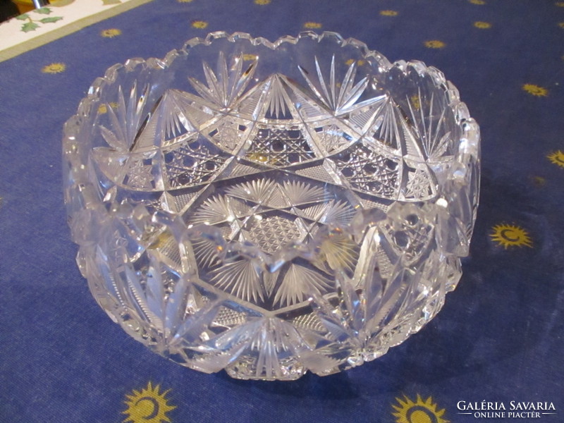 Fabulous old Hungarian richly polished large lead crystal bowl is flawless