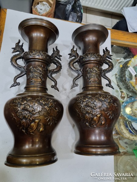 2pcs old japanese copper vase
