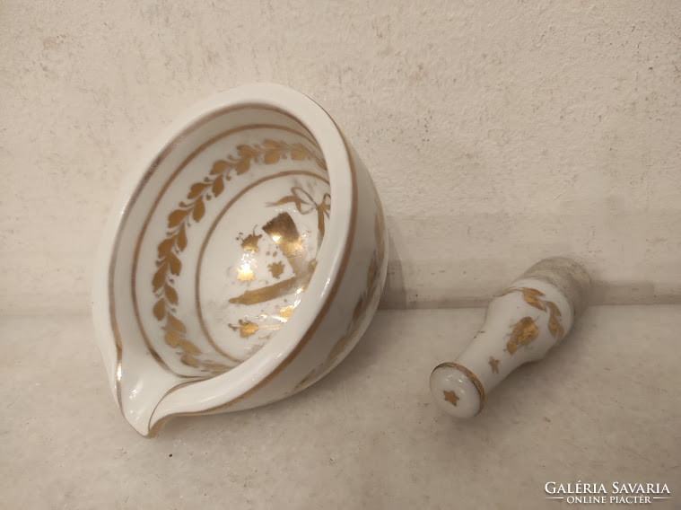 Antique gold painted porcelain pharmacy tool beetle pestle mortar medicine maker tool 5151