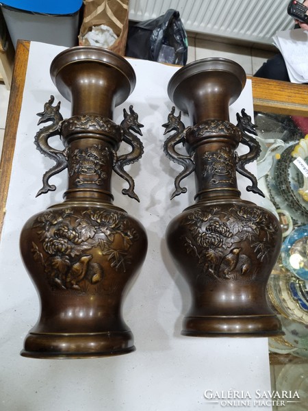2pcs old japanese copper vase