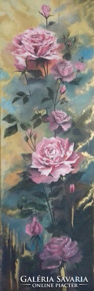 Roses in golden light painting - still life