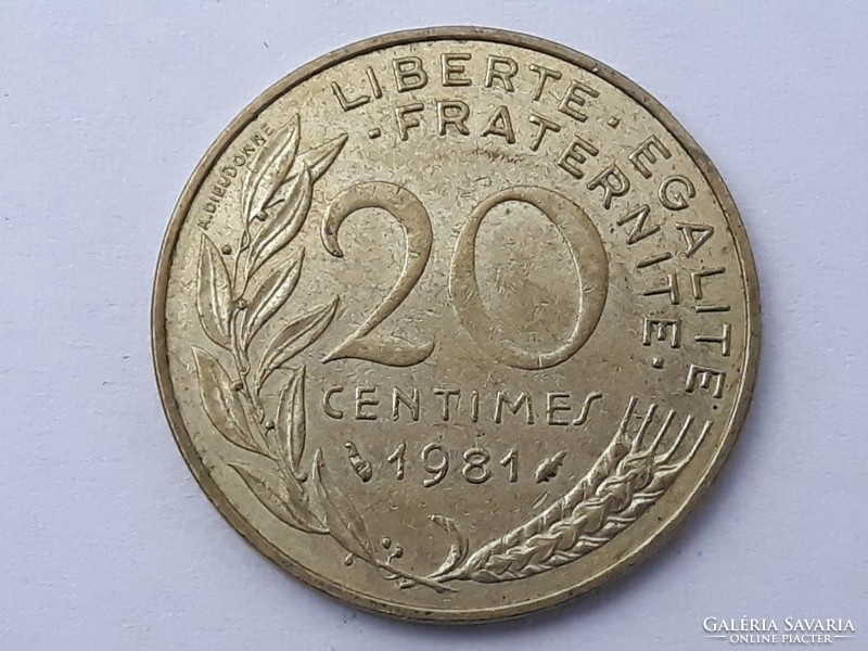 Franciaország 20 Centimes 1981 érme - Francia 20 centimes 1981 külföldi pénzérme