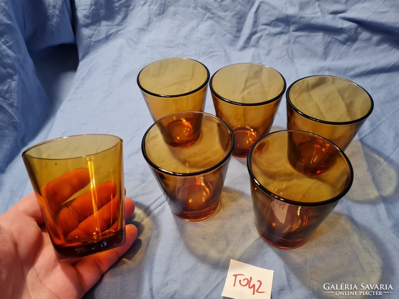 Retro brown glass cup set 6 pcs