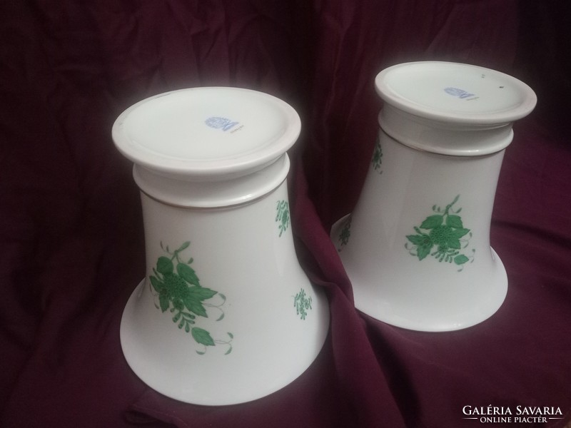 Couple of fabulous antique collectible Herend green apponyi vase