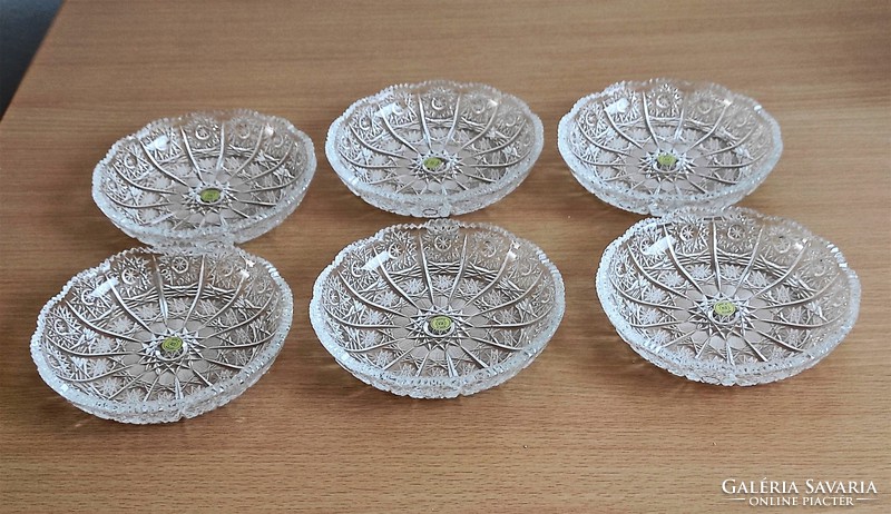 Beautiful, hand polished, never used Czech crystal cake set with a large crystal tray