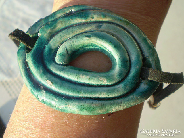 Raku ceramic spiral bracelet