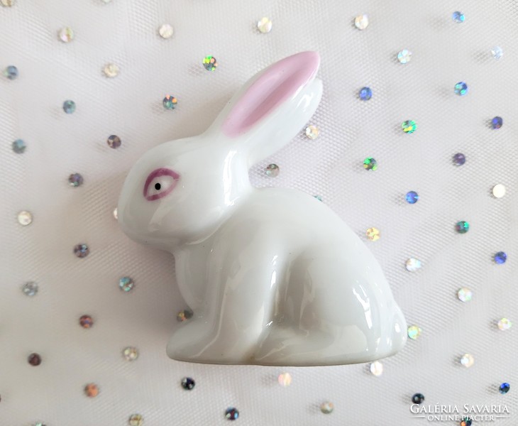 Pink white porcelain bunny decoration 7cm