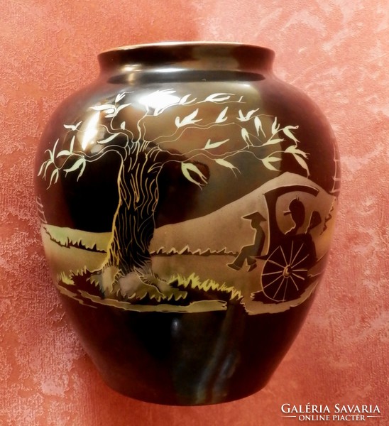 Kőbánya Kispest porcelain factory /drasche/ oriental motif vase