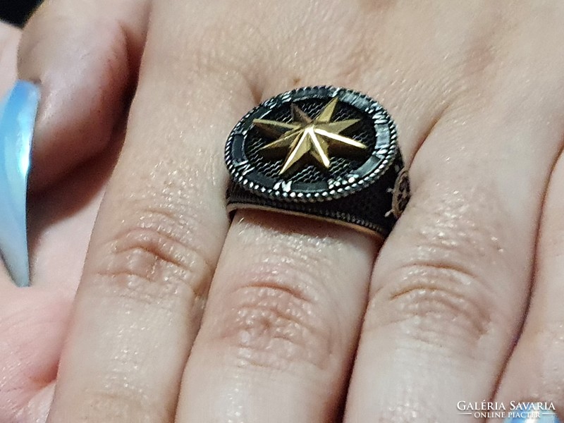Compass sailor silver / titanium men's ring size 10!
