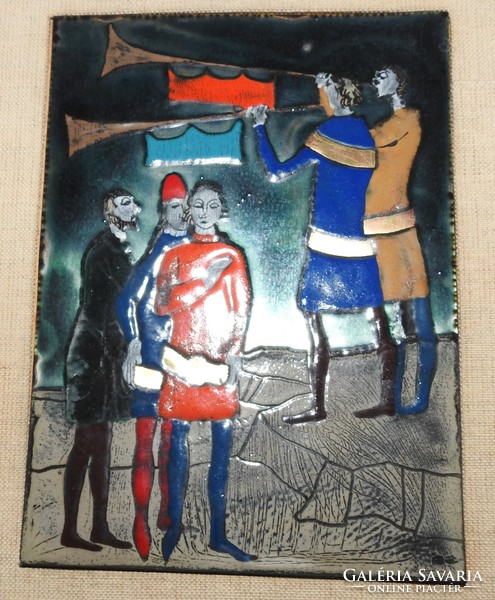 Gábor Somogyi - from a series of medieval scenes - a picture of a fire enamel