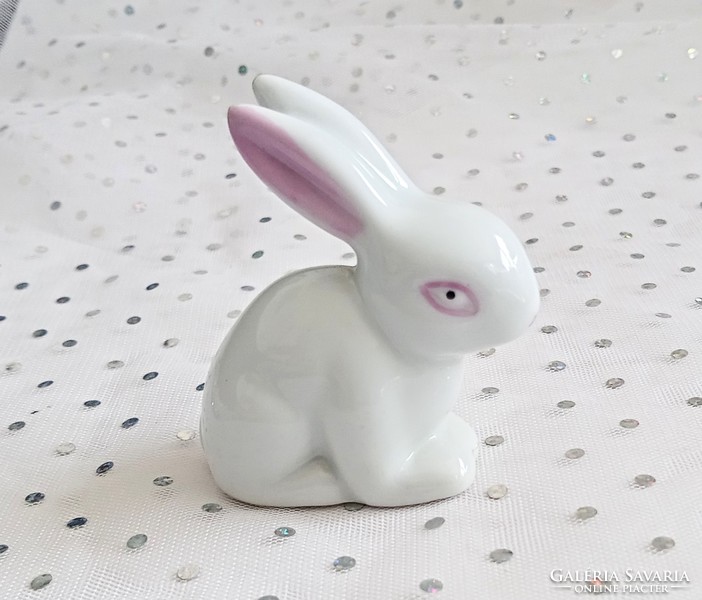 Pink white porcelain bunny decoration 7cm