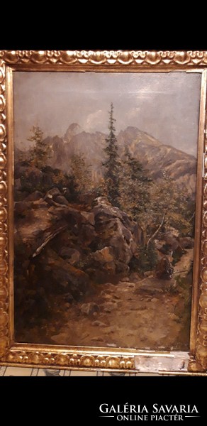 Basch Gyula (1859-1928) - "Táj a tarpataki völgyben"- olajfestmény, 65 cm x 43 cm