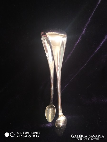 Silver (800 diana) sugar tongs with spoon head